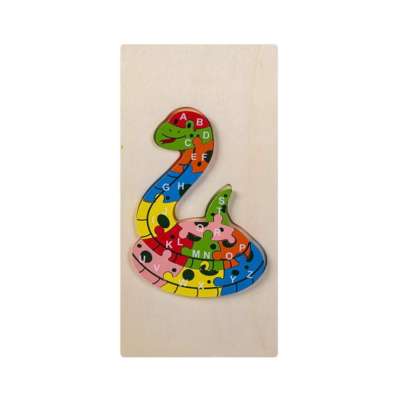 Wooden Jigsaw Puzzle Toys Children'S Early Education Alphabet Cognitive Puzzle Three-Dimensional Buckle Puzzle Building Blocks Educational Toys - Image 1